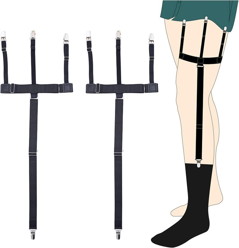 Kedofe Men Shirt Stays Adjustable Elastic Shirt Garter Shirts Holder with Non-slip Locking Clamps for Police Military - Image 1